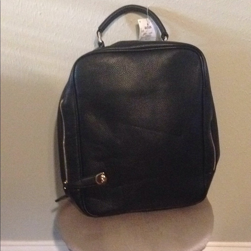 Black leather backpack